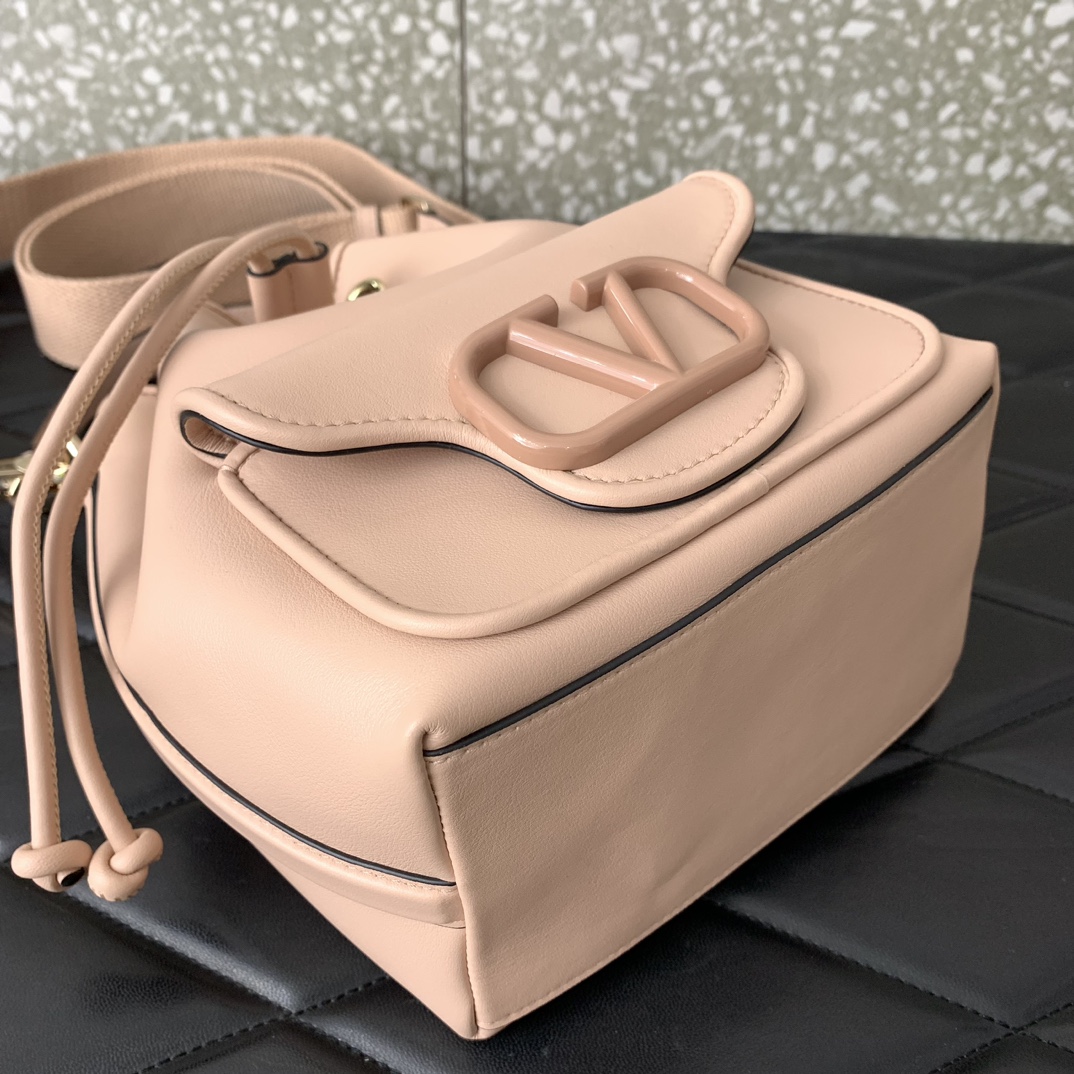 Valentino Garavani Loco Bucket Bag in Nude Pink Calfskin Leather